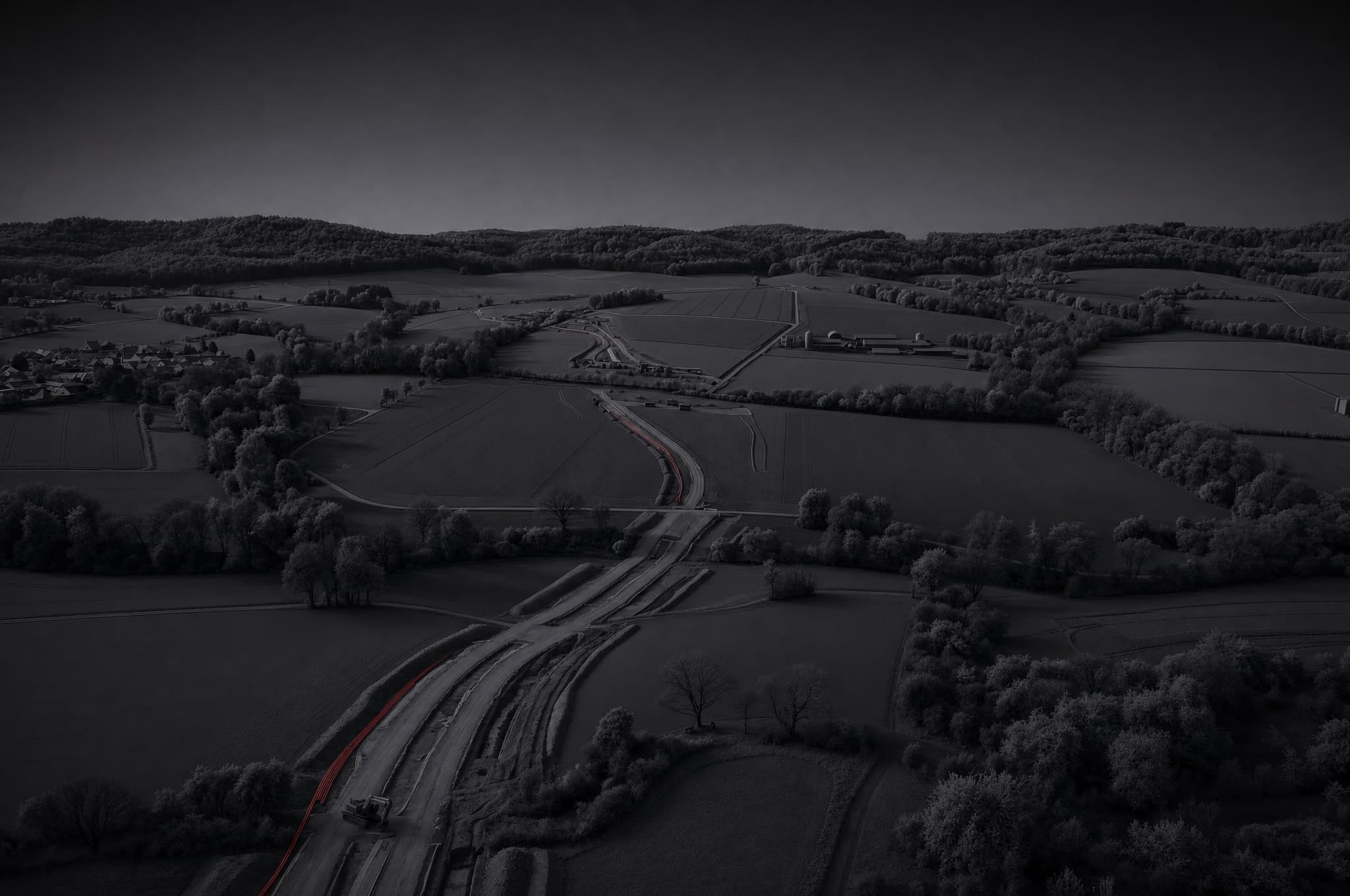 Luftaufnahme Infrastruktur und Strassennetz